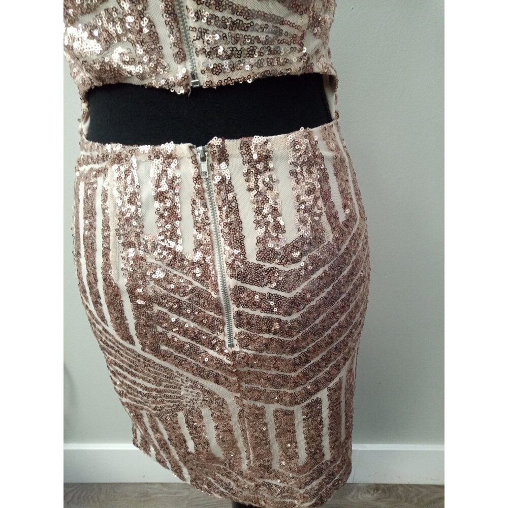 Charlotte Russe Junior's Tan Rose Gold Mini Dress Size Small (Homecoming) - Picture 8 of 10